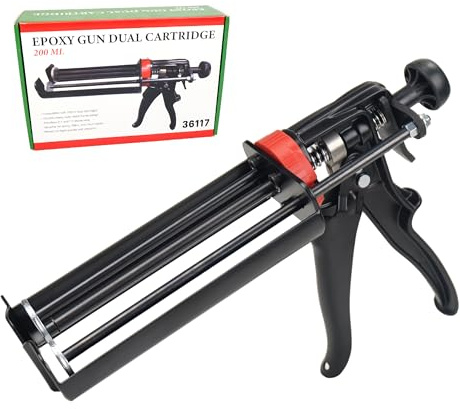 Pistola de calafateo de resina epoxi de doble cámara, pistola selladora, con selección de relación 2:1/1:1, aplicador de sellador, compatible con pistolas de calafateo manuales de 200 ml, para