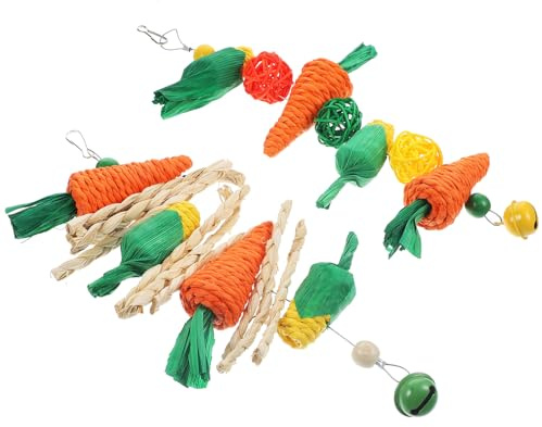 jojofuny 2 pièces Jouets à Mâcher pour Hamsters et Petits Animaux Corde de Dentition Forme de Carotte Jouets Suspendus Durables pour Rongeurs Aide à Usure des Dents Lot Couleur Aléatoire
