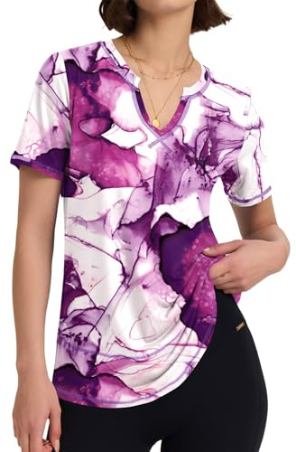 Kistore T-Shirts for Women UK Short Sleeve Summer Ladies Top Purple XL