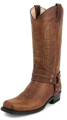 Botas Vaqueras Hombre Botas vaqueras estilo western de diseñador for hombre, botas de motociclista for otoño, botas de media pantorrilla for exteriores, zapatos retro de tacón cuadrado(Brown,42)
