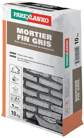 Parexlanko, Mortier Fin Gris, Mortier pour travaux de finition, petits scellements et joints de maçonnerie, 10kg