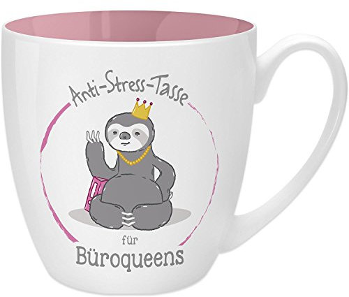 GRUSS & CO Anti-Stress-Tasse Motiv Büroqueen | Tasse mit Spruch, 45 cl, New Bone China | Geschenk Kollegin | 45488