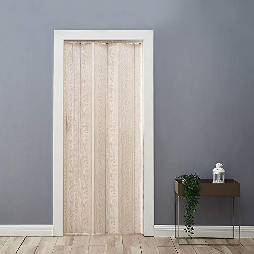 Folding Door PVC Concertina Accordion Door Quality Gloss PVC Lockable 12mm Thick (Ivory)
