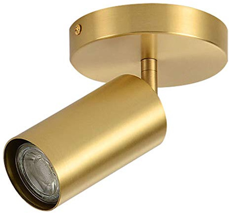 KCO Lighting Modern LED Tacking Lighting Brushed Gold Flush Mount Ceiling Spotlight Fixtures Single Brass Kitchen Track Lighting Indoor Ceiling Spot Light Fixture