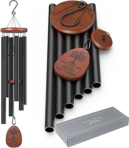 kerligher Sympathy Memorial Wind Chimes for Loss of Loved One,41 inch Large Wind Chimes Outside Deep Tone,Ideal Memorial/Bereavement/Sympathy Gift for Condolence and Funeral (Black)