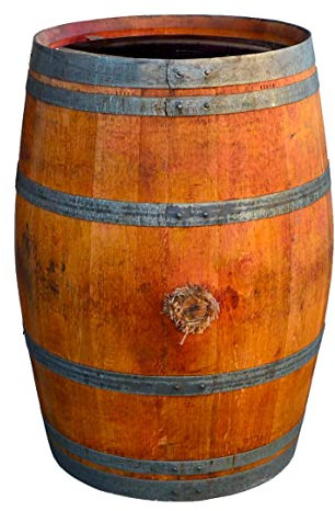 Temesso Barril de Lluvia con Madera Natural 225 litros Abierto con Tratamiento de Aceite, depósito jardín para Agua - huerto ecológico (Abierto + Tapa Cordel + Grifo (Agujero alt. 40 cm))