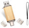 32 GB USB-C Flash Drive, 2 in 1 Type C Memory Stick 32gb USB Key Portable OTG Pen Drive 32gb compatible with Tablets, Macbook, Android Smartphones Etc (Gold)