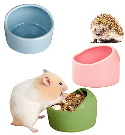 3 Stück Hamster Keramik Futterschalen, Kleintiere Napf, Anti-Biss Futternapf für Meerschweinchen und Haustiere, Feeder