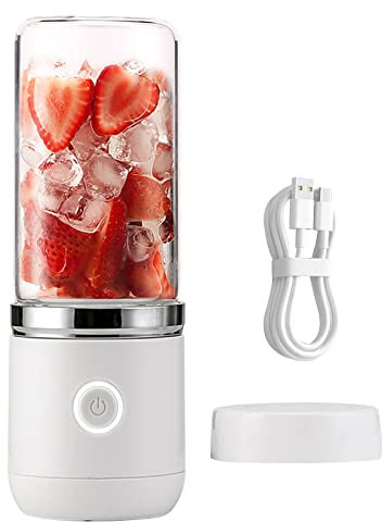 USB Standmixer,350ml Mini Glas Mixer Tragbarer Smoothie Maker, wiederaufladbare Flaschenmixer Reise Handfruchtpresse,für Saftshakes und Smoothies Milchshake (Weiß)
