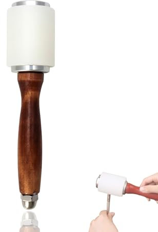 ieron - Mazo de nylon y cuero de 212 mm con mango de madera de vaca para manualidades, estampación, costura, club