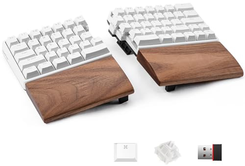 NocFree Wireless Ergonomic Split Mechanical Keyboard with Wrist Rest- Linear, RGB, Foam, Hot-Swappable, Compact 60% Layout, Palm Rest, Programmable for Mac & Windows, PBT Keycaps