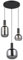 Trio Leuchten Suspension DIVA 319830332, Métal Noir mat, Verre Chrome Vaporisé, excl. 3x E27