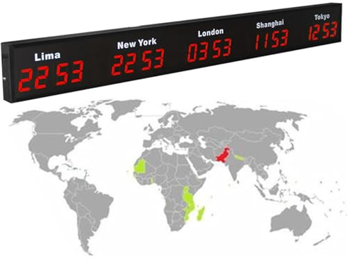 Horloge mondiale numérique – Horloge murale pour hôtels et entreprises multinationales, idéale pour la coordination mondiale et la gestion du temps