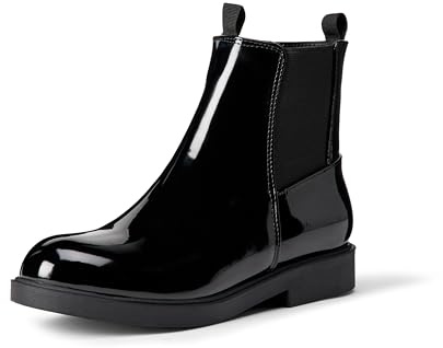 Amazon Essentials Botines Tipo Chelsea Niñas, Charol Negro, 28 EU