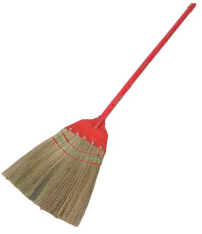 Garneck Heavy Duty Natural Straw Broom Long Handle Soft Braided Whisk Broom for Indoor Hardwood Floors Tiles Garage Kitchen Office Cleaning and Outdoor Use
