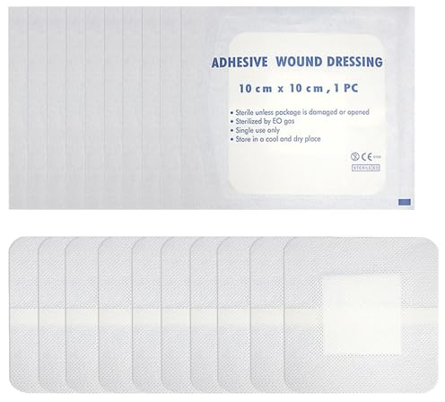 Apósitos stériles para heridas de 10 x 10 cm, apósito adhesivo estéril, apósitos estériles autoadhesivos con fuerte adherencia protegen contra cortes y arañazos, se retiran sin dolor, 25 unidades
