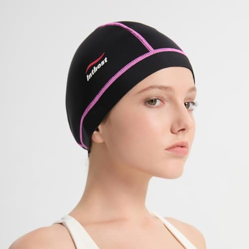 Intbost 3mm Diving Hood Neoprene Wetsuit Beanie Wet Suit Swimming Cap Winter Hat for Women Keep Warm Stretchy Wetsuit Cap for Water Sport Diving Scuba Surfing Snorkeling (Pink, S/M)
