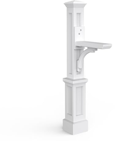 Mayne Newport Plus Mailbox Post with Standard Arm – Weather-Resistant, Durable Classic Design – Easy-to-Install Outdoor Mailbox Post