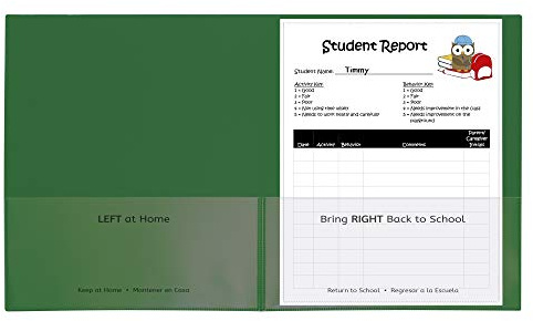 C-Line Classroom Connector School-to-Home Folders, Green, 25 per Box (32003)