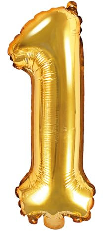 DekoHaus Folienballons Buchstaben/Zahlen Höhe 35 cm Farben: Gold oder Silber (1, Gold)