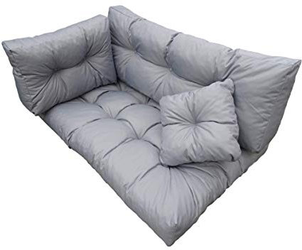 EIN Satz von 4 Kissen für Standardpaletten und passt für die meisten Palettensätze Dieser Art. Hergestellt aus hochwertigen Materialien/Baumwolle + granuliertem Polyurethanschaum. (Grau)