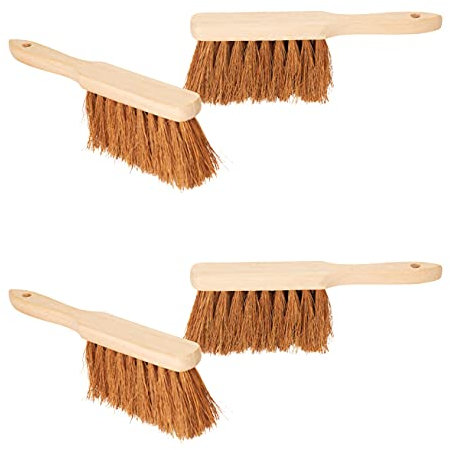 Novaliv 4er Set Handfeger KOKOSBORSTEN Autohandfeger Besen weiche Borsten Kokosfeger Industriehandfeger Auto Schneebesen Holz Hand Brush Handfeger Grob Handfeger Campen Besen Auto Handfeger Draußen