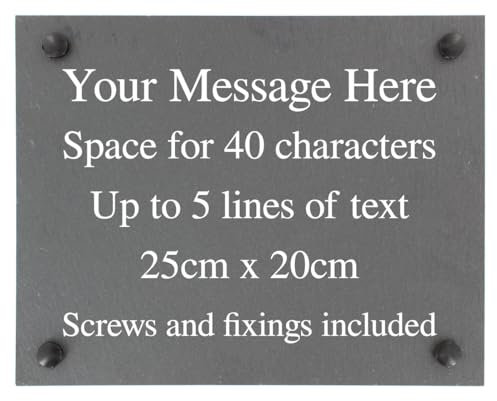 Personalised Large Natural Slate Plaque Sign with wall fixings - 25x20cm - Garden, Shed, House, Yard sign