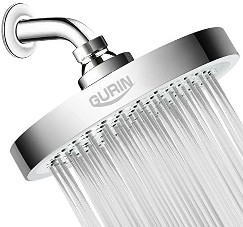 Gurin Shower Head High Pressure Rain, Luxury Bathroom Showerhead with Chrome Plated Finish, Adjustable Angles, Anti-Clogging Silicone Nozzles (California 1.8 GPM)