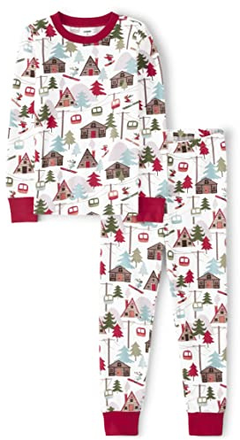 Gymboree,unisex-child,Gymmie Long Sleeve and Pant Cotton 2-Piece Pajama Sets, Big Kid, Toddler,Ski,6