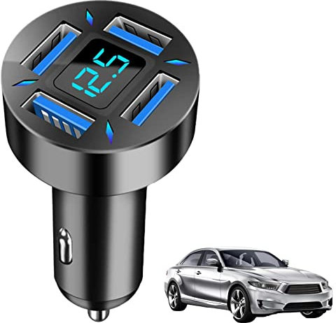 Zasdvn Caricatore Da Auto Con Display Digitale, Adattatore Per Accendisigari A Ricarica Rapida Da 66 W Caricabatteria Per Auto USB PD QC 3.0 A 4 Porte Display Digitale A LED Monitoraggio In