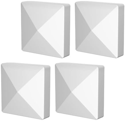 Folpus 4X Capuchons de poteaux pyramidaux Couvre Les poteaux de clôture Capuchons supérieurs Capuchons de poteaux de clôture Blanc pour Garde-Corps Cour