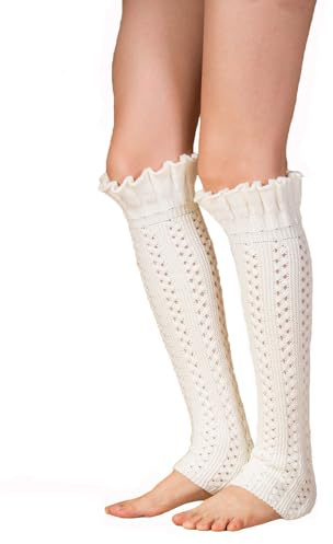 YAMEE Chaussettes Montantes Femme Tricot Torsadé Chaud Doux Léger Extensible,Tricot Jambières Chaud,Chaussettes Chauffe-jambes,Tricot Chaussettes Bottes Longues pour Filles et Femmes