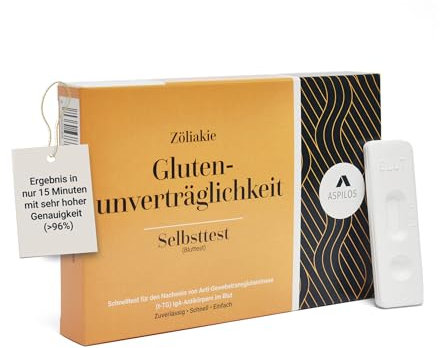 ASPILOS Glutenunverträglichkeit (Zöliakie) Selbsttest - Zuverlässig & Präzise - Benutzerfreundlich - Medizinische Tests mit Labor-Qualität