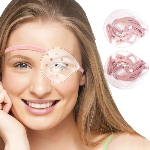AMZVIO 2 protezioni per gli occhi dopo la chirurgia della cataratta, in plastica, traspiranti, trasparenti, rigide, per adulti che dormono con cinghia elastica (rosa)