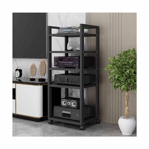 Genérico Estantería de Audio y Video de 120 cm de Alto, con 3, 4, 5 o 6 Niveles, para Medios audiovisuales, Almacenamiento de componentes estéreo, Torre de Audio para Sala de Estar, Videojuegos y gra