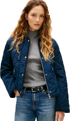 Tommy Hilfiger Giacca trapuntata da donna con bandiera imbottita, WW0WW47998, altre giacche, blu (Dark Night Navy), M, BLU (Dark Night Navy), M