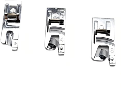 3PCS Rolled Hem Presser Foot Set - Sewing Machine Feet - Narrow Hem Foot 3mm 4mm 6mm - Fits Most Low Shank Snap-On Machines - Hemming Foot Kit
