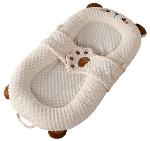Libre portátil para bebés suave y cómoda almohada de tumbonas reversibles con manos reconfortantes nido de acurrucado removible plegable con mango para recién nacido