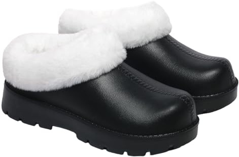 Harssidanzar Zoccoli da Donna con Morbida Fodera in Eva Calde Pantofole Invernali con Collo in Peluche HL244EU, Nero, Taglia 40/41