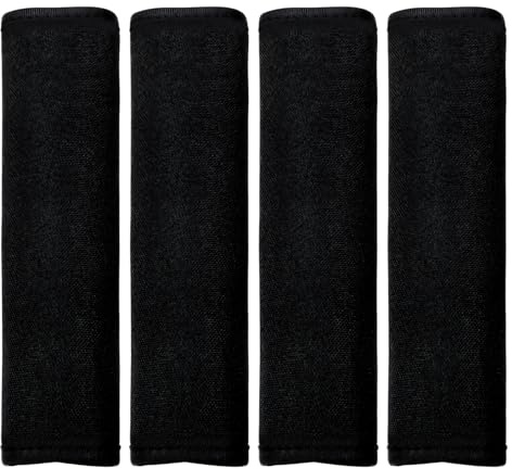 Wcawnlt 4 Protector Cinturón Coche, Almohadillas Negro de Hielo Suave, Acolchadas y Extra Largas, Evitan Rozaduras y Garantizan Comodidad para Adultos y Niños Todo el Año