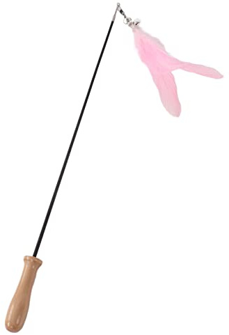 Acouto Rolig Kattpinne Infällbar Fjäderklocka Rolig Kattpinne med Trästång för Inomhuskatter Blå Butik Inte Bekväm Att Använda GRUPPSINNE INDRAGbar i ENKEL Vara Den Fritt Roliga Katten (Rosa)