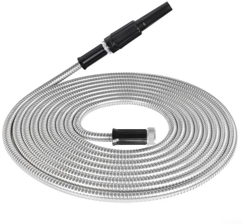 Tubo da giardino in acciaio inossidabile 25FT 304 Tubo flessibile ad alta pressione con 6 ugelli per irrigazione da giardino