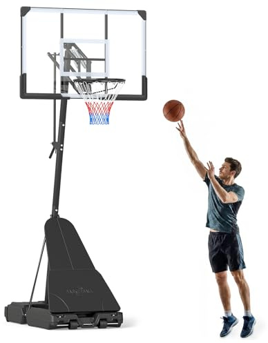 COSTWAY Basketstativ 130/170–305 cm höjdjusterbar, basketkorg utomhus med stativ och 2 hjul, mobil basketanläggning med bollförvaring, korgförvaring för barn, vuxna