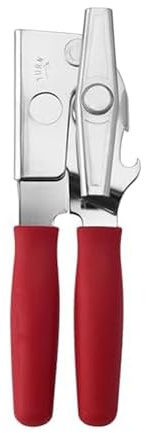 Swing-A-Way Portable Can Opener with Sharp Blade, Manual Hand Held, 2-in-1 Can and Bottle Opener, Made of Steel, Easy Turn Knob, Basic Kitchen Essentials (Red)