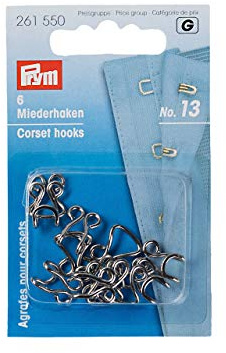 Prym - Black No.13 Hooks and Eyes for Corsets - 1 Unit