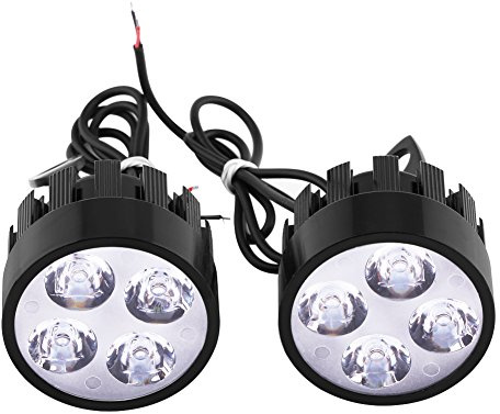 Qiilu 1 Paio Universale LED Faro Faretti Anteriore Headlight Luce per Moto