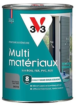 V33 Peinture extérieure Multi-matériaux, Gris galet satin 1,5L