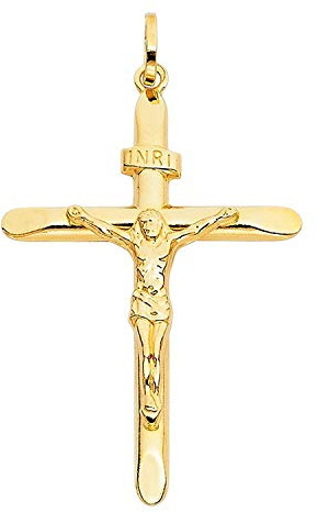 PRINS JEWELS Anhänger Kreuz Mit Jesus 18 Karat 750 Gelbgold Unisex (27)