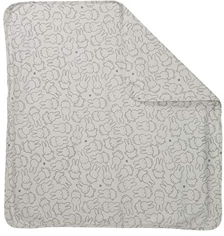 roba Babyfilt miffy® - 80 x 80 cm - Barnfilt av bomull med Kaninmotiv för flickor & pojkar - Barnvagnsfilt för mys, krypning & lek - Grå