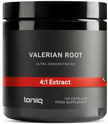 Toniiq Valerian Root Capsules - Ultra High Potency 4:1 Extract - Highly Concentrated - Third-Party Lab Tested - 120 Capsules